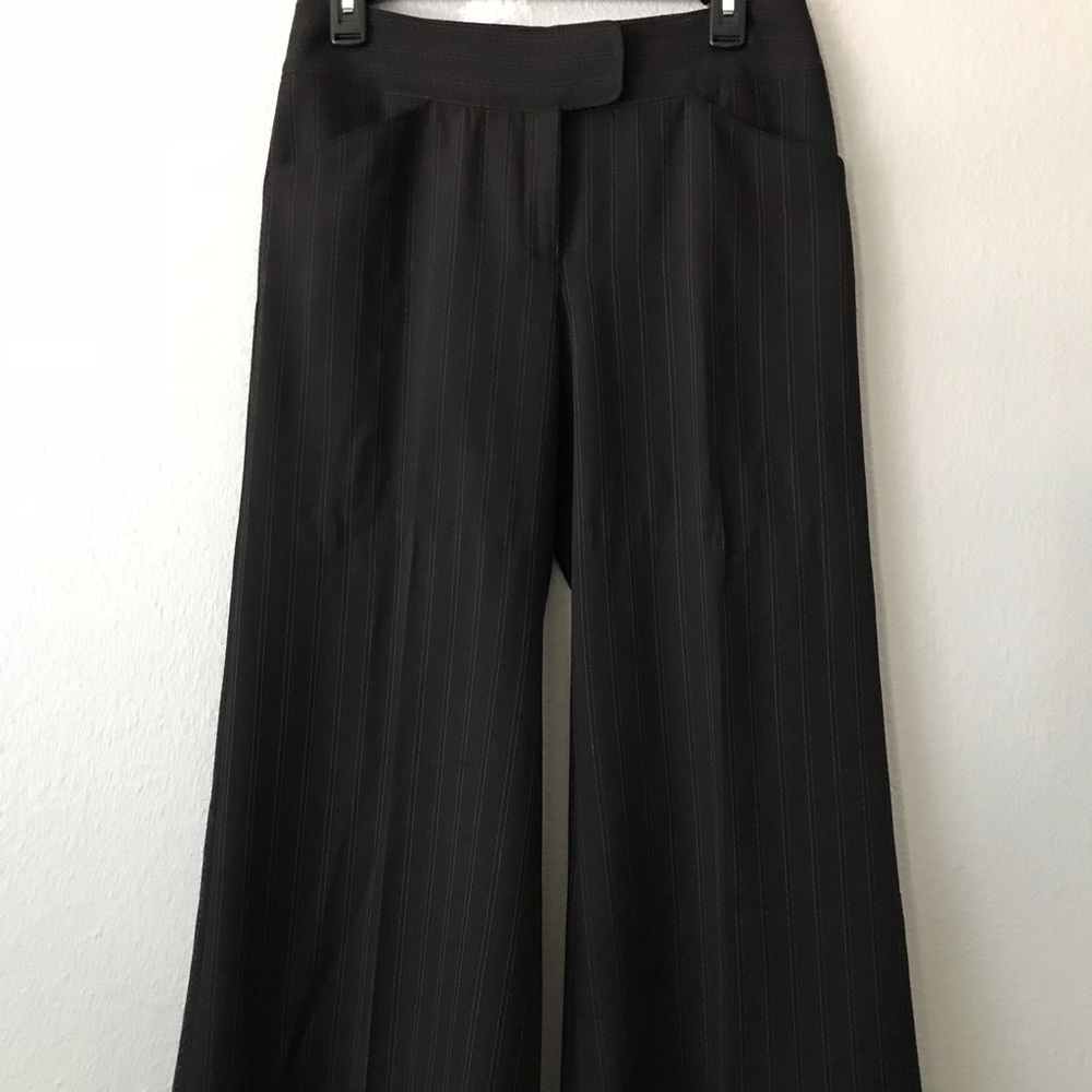 Max Studio | Black Pin Stripe Wide Leg Crop Pant 4 - Picture 2 of 8